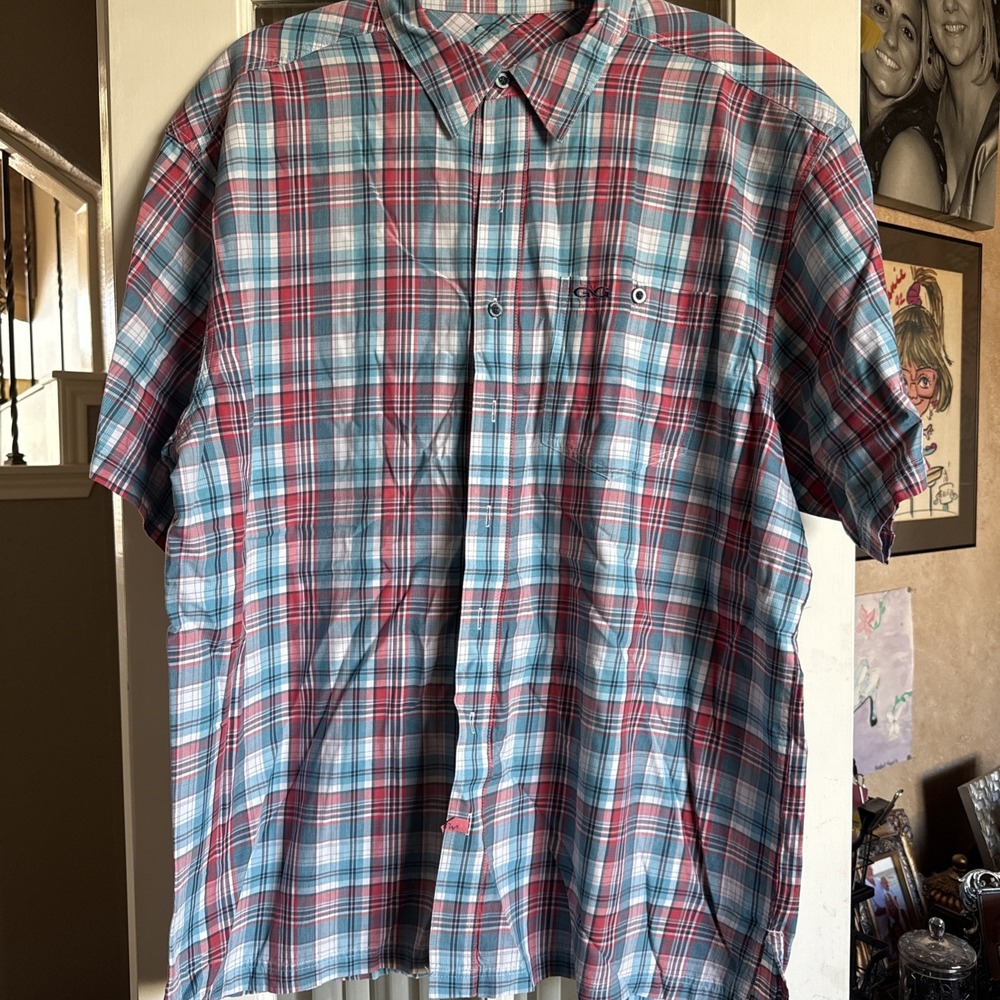 GameGuard Shirt‎ Men XL Plaid Cotton Fishing Hunting Outdoors Vented 5002